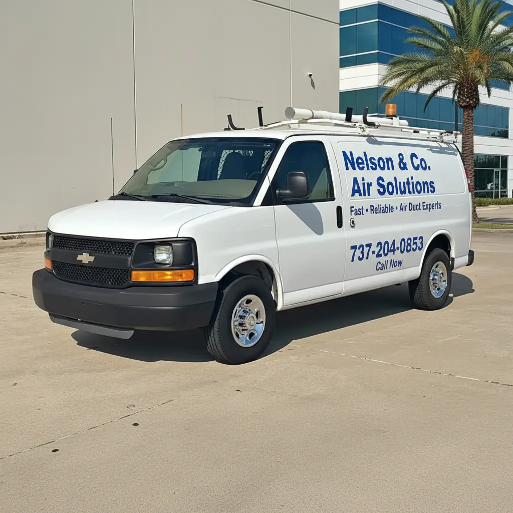 Nelson & Co Air Solutions service vehicle ready for air duct cleaning in Cedar Park